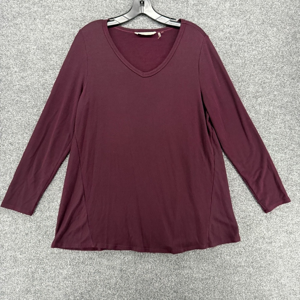Soft Surroundings Sweater Womens M Tunic Purple V-Neck Pullover Casual Lagenlook